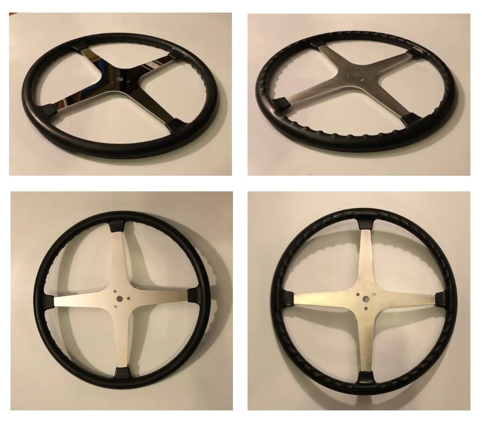 Volante 4 brazos inox 17 pulgadas negro 4-spoke stainless steel steering wheel 17 inches black - Image 1