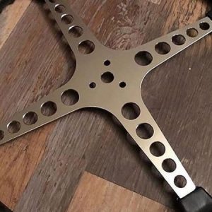 4-spoke stainless steel steering wheel 17 inches. Drilled spokes