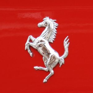Small chrome Ferrari Cavallino Rampante emblem 45mm