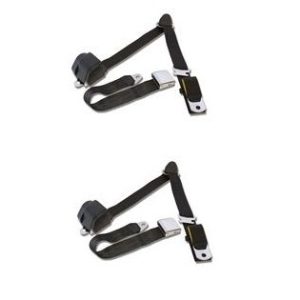 Pair of Universal Black 3-Point Automatic Seat Belts