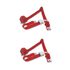 Par cinturones de seguridad rojo 3 puntos automáticos, universal