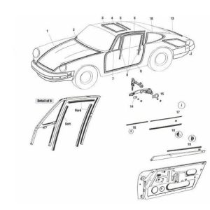 Kit gomas de carroceria para Porsche 911 Coupe  1974 - 1985