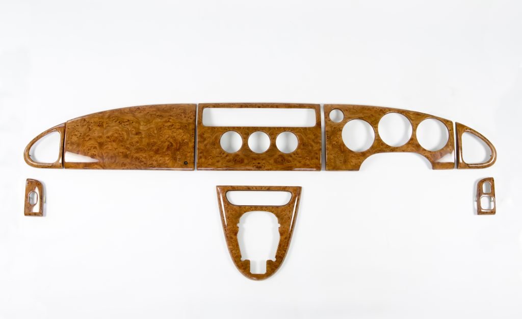 xk8elmrhdashboardset-1 Standard elm wood panel kit (RHD). Jaguar XK8 & XKR - Image 1